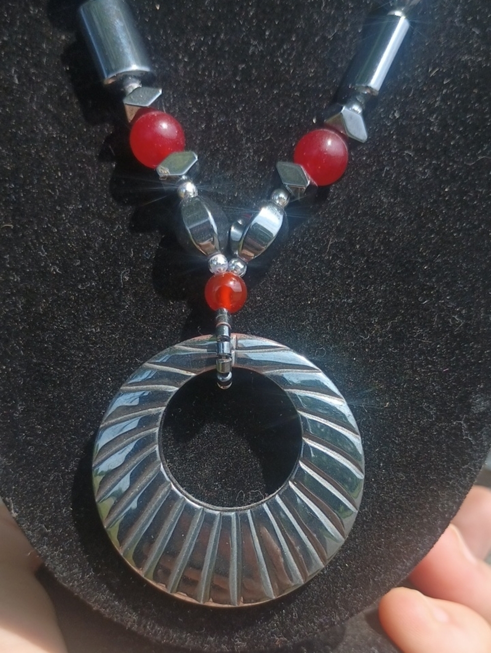 Vintage Hematite Pendant Necklace - Picture 3 of 5